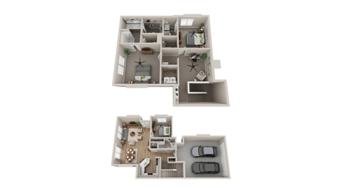 Floor plan for 3 beds, 3 baths, 1721 sqft